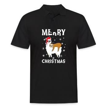 Joyeux Noël Alpaga et Paresseux - Polo Homme - noir - Devant - Kai (181cm)