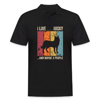 Husky Dog Dog Propriétaire de chien - Polo Homme - noir - Devant - Kai (181cm)