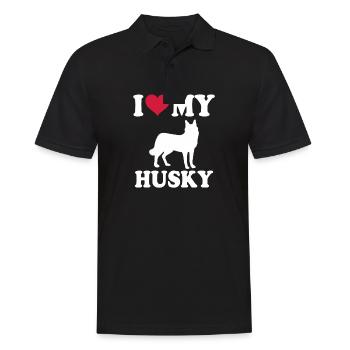 Husky Dog Dog Propriétaire de chien - Polo Homme - noir - Devant - Kai (181cm)
