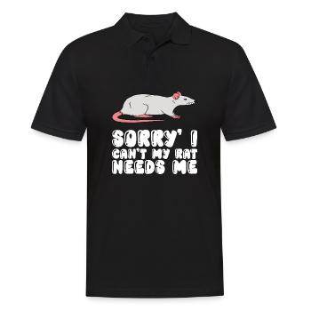 Ich Kann Nicht, Meine Ratte Braucht Mich - Männer Poloshirt - Schwarz - Vorne - Kai (181cm)