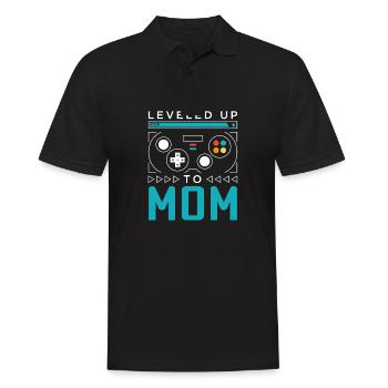 Leveled Up to Mom Gamer Mommy Gaming Mama Family M - Männer Poloshirt - Schwarz - Vorne - Kai (181cm)