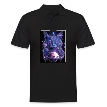 Cat Space Astronaut Space Neon Rockets - Polo Homme - noir - Devant - Kai (181cm)