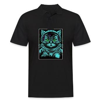 Katze Weltraum Astronaut Space Neon Raketen - Männer Poloshirt - Schwarz - Vorne - Kai (181cm)
