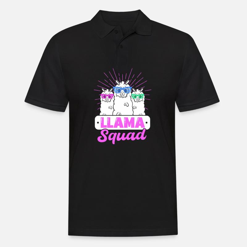 Llama Squad - Männer Poloshirt - Schwarz