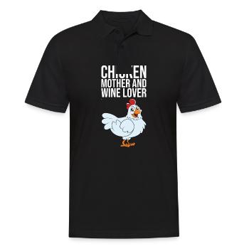 Mère de poulet et amateur de vin - Polo Homme - noir - Devant - Kai (181cm)