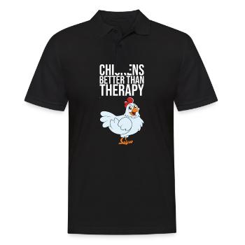 Chickens Better Than Therapy - Männer Poloshirt - Schwarz - Vorne - Kai (181cm)