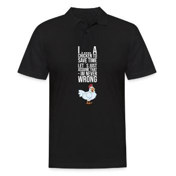 Je suis un poulet Je n’ai jamais tort - Polo Homme - noir - Devant - Kai (181cm)