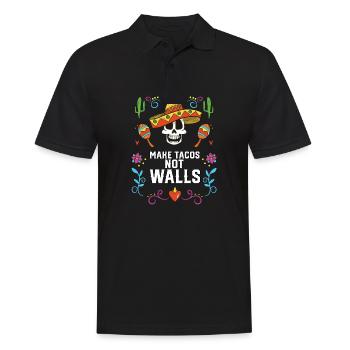 Faire des tacos pas des murs Mangeur de tacos Nourriture mexicaine - Polo Homme - noir - Devant - Kai (181cm)