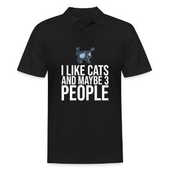 Dabbing Cat Funny Cat - Men's Polo Shirt - black - Front - Kai (181cm)