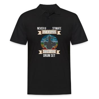 Ne sous-estimez jamais un vieil homme qui joue de la batterie - Polo Homme - noir - Devant - Kai (181cm)