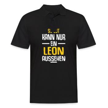 Leon Vorname Name Geburtstag - Männer Poloshirt - Schwarz - Vorne - Kai (181cm)