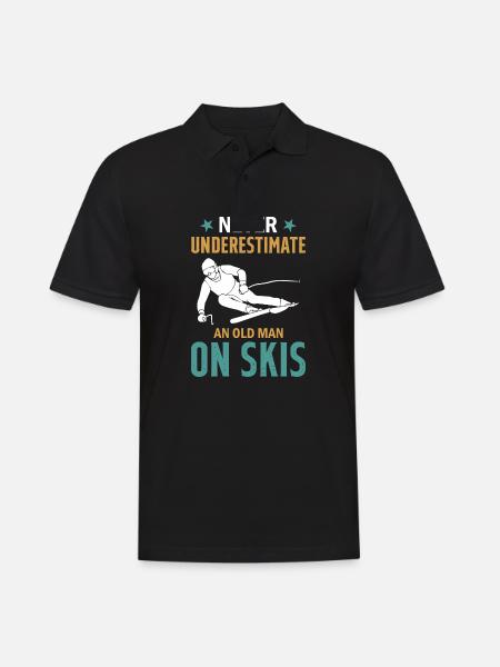 Ski Winter Skiing - Never Underestimate An Old Man - Männer Poloshirt - Schwarz