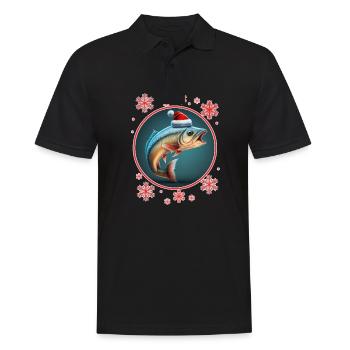Pêche Pêcheur Pêcheuse Noël Pêcheur Poisson - Polo Homme - noir - Devant - Kai (181cm)