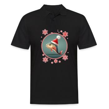 Pêche Pêcheur Pêcheuse Noël Pêcheur Poisson - Polo Homme - noir - Devant - Kai (181cm)