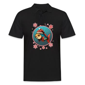 Angeln Angler Angelerin Weihnachten Fischer Fisch - Männer Poloshirt - Schwarz - Vorne - Kai (181cm)