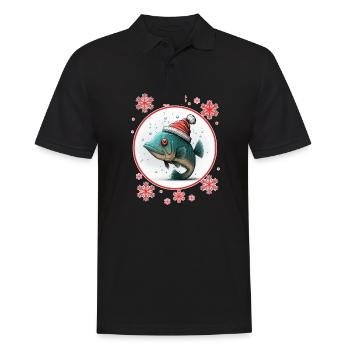 Pêche Pêcheur Pêcheuse Noël Pêcheur Poisson - Polo Homme - noir - Devant - Kai (181cm)