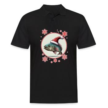 Pêche Pêcheur Pêcheuse Noël Pêcheur Poisson - Polo Homme - noir - Devant - Kai (181cm)