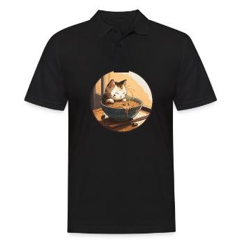 Cat Cat Ramen Noodles Sweet Kitten Noodle Soup - Men's Polo Shirt - black - Front - Kai (181cm)