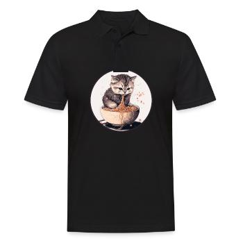 Cat Cat Ramen Noodles Sweet Kitten Noodle Soup - Men's Polo Shirt - black - Front - Kai (181cm)
