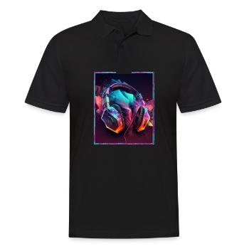 Polygon Headset Headphones Gamer Geometric - Men's Polo Shirt - black - Front - Kai (181cm)