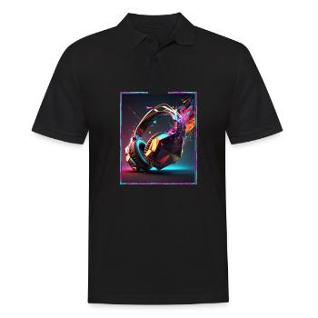 Polygon Headset Headphones Gamer Geometric - Men's Polo Shirt - black - Front - Kai (181cm)