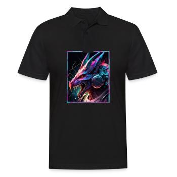 Dragon Polygon Headset Headphones Geometric - Men's Polo Shirt - black - Front - Kai (181cm)