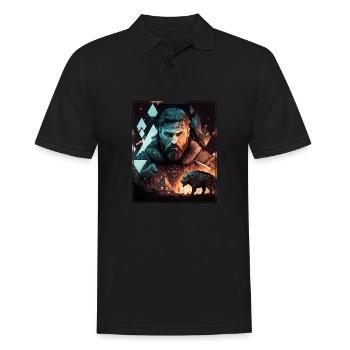 Viking Viking Polygon Geometric Nordic Neon - Men's Polo Shirt - black - Front - Kai (181cm)