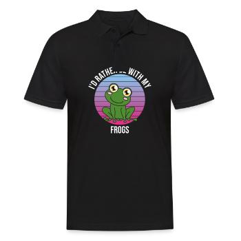 Grenouille Je préfère être avec mes grenouilles - Polo Homme - noir - Devant - Kai (181cm)