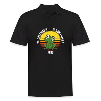 Grenouille avant j’étais normal maintenant j’ai une grenouille - Polo Homme - noir - Devant - Kai (181cm)