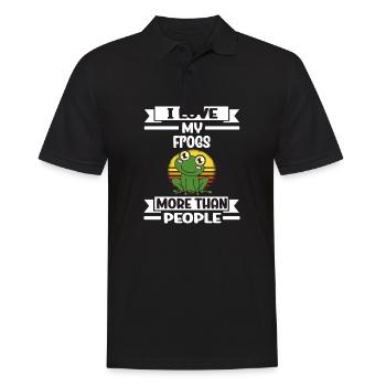 Frog I Love My Frogs More Than People - Men's Polo Shirt - black - Front - Kai (181cm)