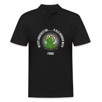Frog Never Underestimate An Old Woman With Frogs - Men's Polo Shirt - black - Front - Kai (181cm)