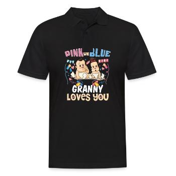 Pink or Blue Granny Loves You Best Grandma Ever - Men's Polo Shirt - black - Front - Kai (181cm)