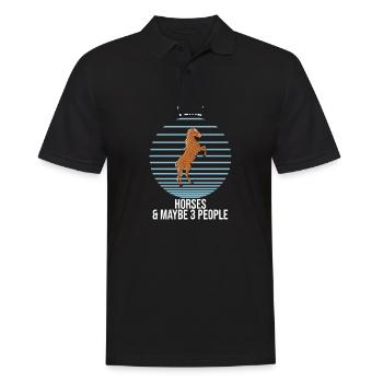 I Like Horses And Maybe 3 People - Männer Poloshirt - Schwarz - Vorne - Kai (181cm)