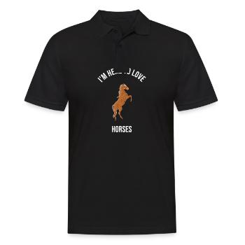 Je suis ici pour aimer les chevaux - Polo Homme - noir - Devant - Kai (181cm)