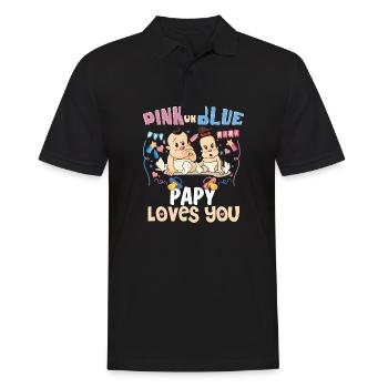 Pink or Blue Papy Loves You Best Dad Ever - Männer Poloshirt - Schwarz - Vorne - Kai (181cm)