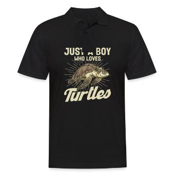 Just A Boy Who Loves Turtles - Männer Poloshirt - Schwarz - Vorne - Kai (181cm)