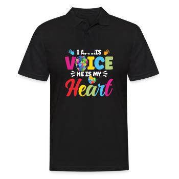 I Am His Voice He Is My Heart - Männer Poloshirt - Schwarz - Vorne - Kai (181cm)