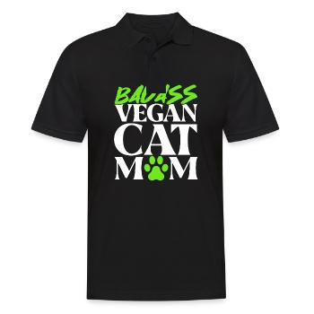 Maman chat végétalien - Polo Homme - noir - Devant - Kai (181cm)