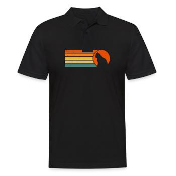 Vintage Schwarze Katze Retro Katze - Männer Poloshirt - Schwarz - Vorne - Kai (181cm)