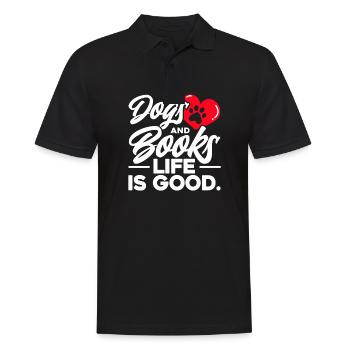 Dogs And Books Life Is Good - Männer Poloshirt - Schwarz - Vorne - Kai (181cm)