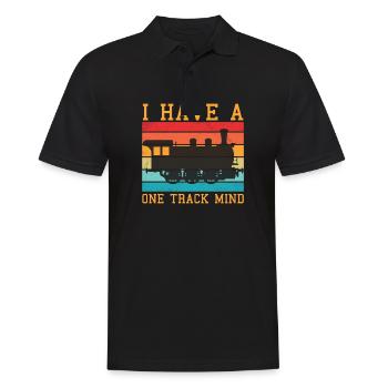 Slogan du train - J’ai un à voie unique - Polo Homme - noir - Devant - Kai (181cm)
