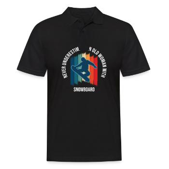 Never Underestimate An Old Woman With Snowboard - Men's Polo Shirt - black - Front - Kai (181cm)