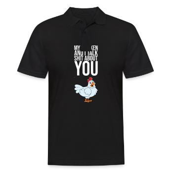 Mon poulet et moi parlons de merde à propos de toi - Polo Homme - noir - Devant - Kai (181cm)