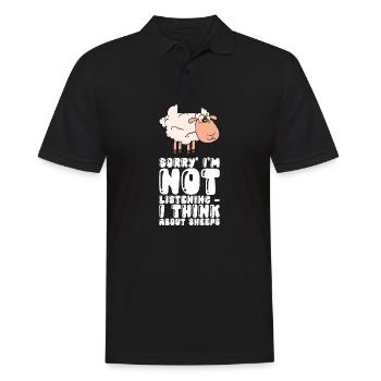 Je n’écoute pas, je pense aux moutons - Polo Homme - noir - Devant - Kai (181cm)