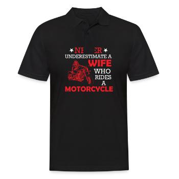 Motorcycle Never Underestimate A Wife Who Rides A - Men's Polo Shirt - black - Front - Kai (181cm)