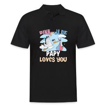 Pink or Blue Papy Loves You Best Dad Ever - Männer Poloshirt - Schwarz - Vorne - Kai (181cm)