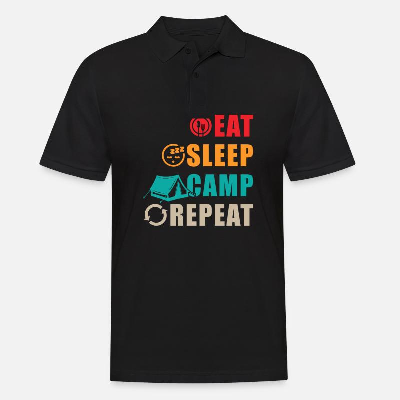 Manger Dormir Camp Répéter - Polo Homme - noir