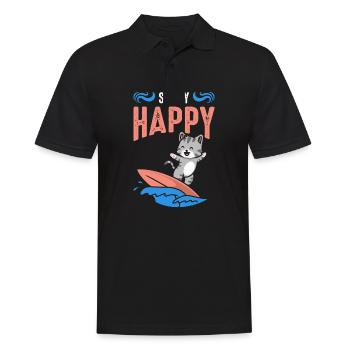 Stay Happy - Men's Polo Shirt - black - Front - Kai (181cm)