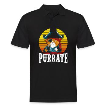 Purrate - Men's Polo Shirt - black - Front - Kai (181cm)