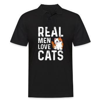 Real Men Love Cats - Men's Polo Shirt - black - Front - Kai (181cm)